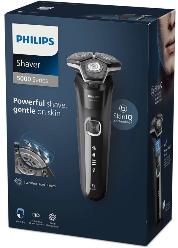 Philips SHAVER Series 5000 S5898/35 Wet & Dry elektrisk barbermaskin, Roterende hode, Svart, SteelPrecision blades, Rustfritt stål, Knapper, LED
