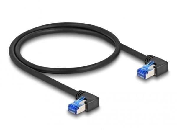 Delock - Koblingskabel - RJ-45 (hann) rettvinklet til RJ-45 (hann) rettvinklet - 3 m - 6 mm - S/FTP - CAT 6a - med støvel, halogenfri - svart