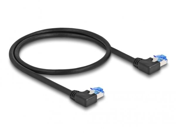 Delock - Koblingskabel - RJ-45 (hann) venstreivinklet til RJ-45 (hann) venstreivinklet - 50 cm - 6 mm - S/FTP - CAT 6a - med støvel, halogenfri - s...