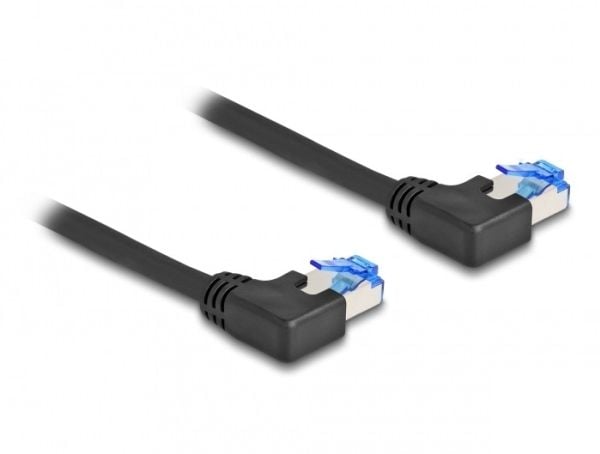 Delock RJ45 Verkostokaapeli Cat.6A S/FTP links gewinkelt 3 m musta