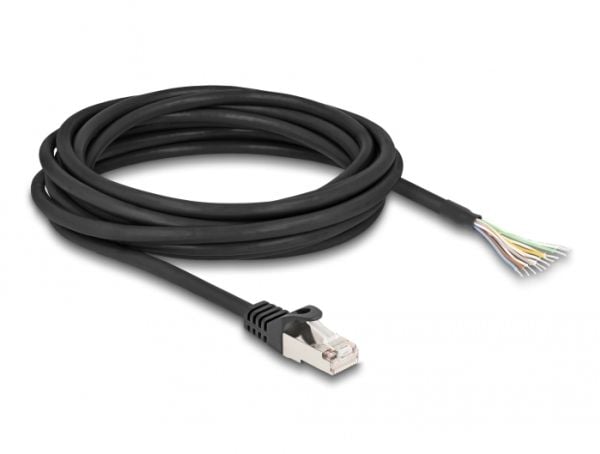 Delock kabel RJ50 plugg for å åpne kabelender S/FTP 5 m sort
