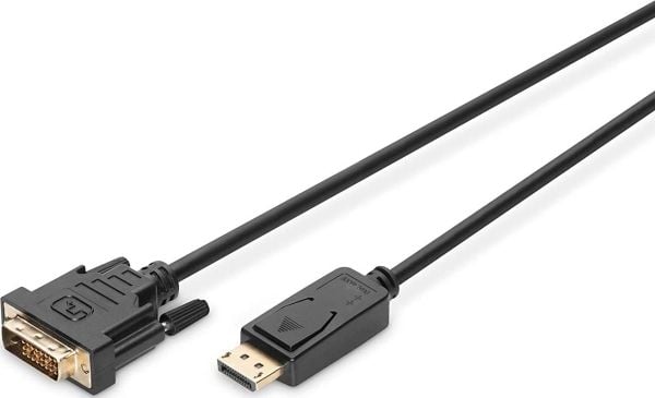 ASSMANN - DisplayPort-kaapeli - DisplayPort (uros) - DVI-D (uros) - 5 m - muotoiltu, sormiruuvit - musta
