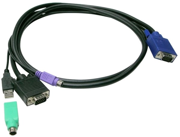 LevelOne ACC-3203 - Tastatur / video / musekabelsett (KVM) - HD-15 (VGA) (hann) til USB, PS/2, HD-15 (VGA) (hann) - 5 m - tommelskruer - svart