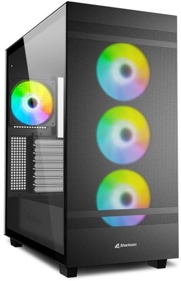 Sharkoon Rebel C50 RGB - ATX-boks - sidepanel med vindu (herdet glass) - ingen strømforsyning (ATX) - svart - USB/lyd