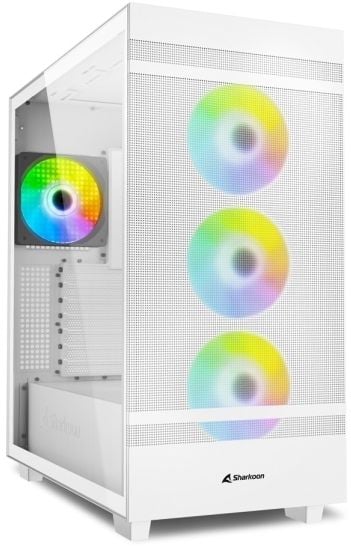 Sharkoon Rebel C50 RGB - ATX-boks - sidepanel med vindu (herdet glass) - ingen strømforsyning (ATX) - hvit - USB/lyd