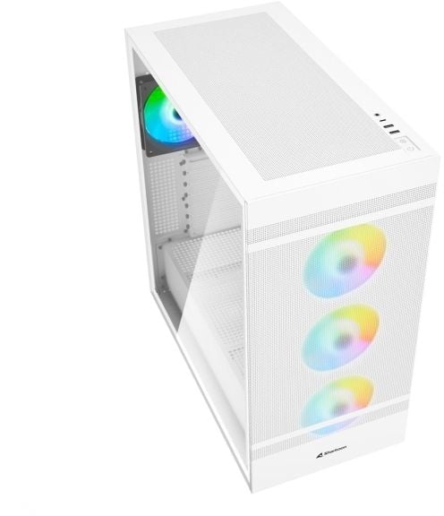 Sharkoon Rebel C50 RGB - ATX-boks - sidepanel med vindu (herdet glass) - ingen strømforsyning (ATX) - hvit - USB/lyd