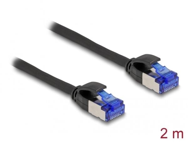 Delock RJ45 verkkokaapeli Cat.6A S/FTP Slim 2 m musta