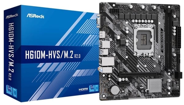 ASRock H610M-HVS/M.2 - 2.0 - hovedkort - micro ATX - LGA1700-sokkel - H610 Chipset - USB 3.2 Gen 1 - Gigabit LAN - innbygd grafikk (CPU kreves) - H...