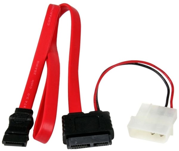 StarTech.com 20in Slimline SATA to SATA with LP4 Power Cable Adapter - slim SATA Adapter - slimline Adapter - slim SATA to SATA (SLSATAF20) - SATA-...