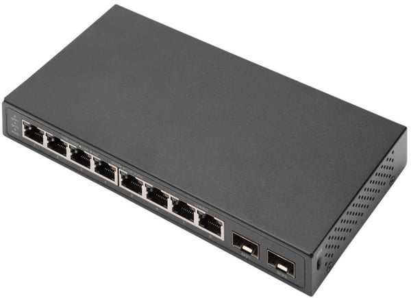 DIGITUS DN-80067 - Switch - ohanterad - 8 x 10/100/1000 + 2 x SFP (mini-GBIC) (upplänk) - skrivbordsmodell, väggmonterbar