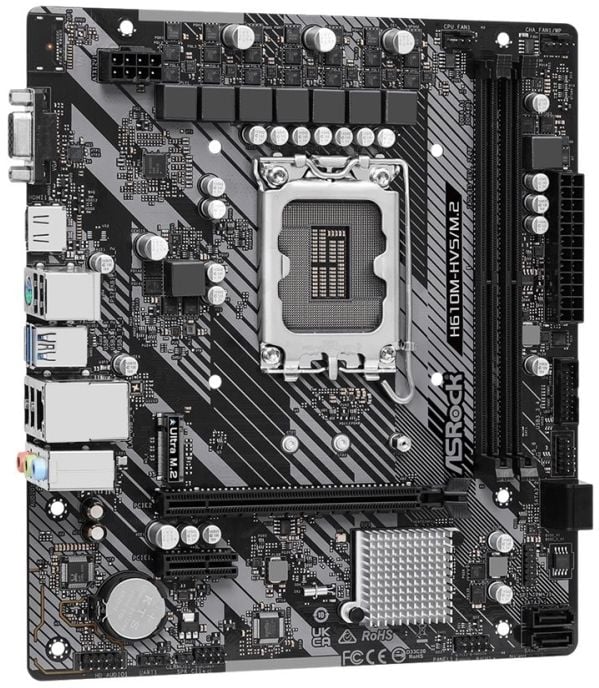 ASRock H610M-HVS/M.2 - 2.0 - hovedkort - micro ATX - LGA1700-sokkel - H610 Chipset - USB 3.2 Gen 1 - Gigabit LAN - innbygd grafikk (CPU kreves) - H...