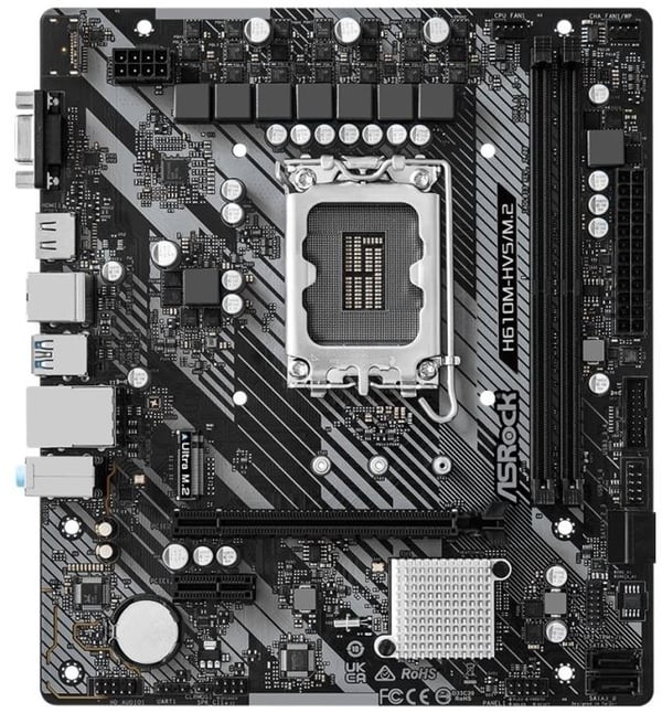 ASRock H610M-HVS/M.2 - 2.0 - hovedkort - micro ATX - LGA1700-sokkel - H610 Chipset - USB 3.2 Gen 1 - Gigabit LAN - innbygd grafikk (CPU kreves) - H...