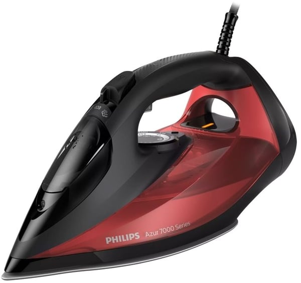 Philips Azur 7000 Series DST7022 - Dampstrykejern - såleplate: SteamGlide Plus - 2800 W - sort / rød