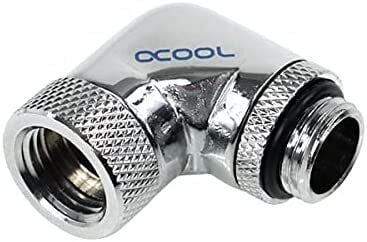 Alphacool HF vinklet adapter 90° G1/4 ytre gjenger til G1/4 indre gjenger vridbar - tilkoblingsadapter for væskekjølingssystem - krom (17056)