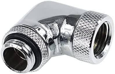 Alphacool HF vinklet adapter 90° G1/4 ytre gjenger til G1/4 indre gjenger vridbar - tilkoblingsadapter for væskekjølingssystem - krom (17056)