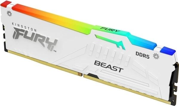 Kingston FURY Beast RGB - DDR5 - modul - 16 GB - DIMM 288-pin - 5600 MT/s / PC5-44800 - CL36 - 1.25 V - ikke-bufret - on-die ECC - hvit