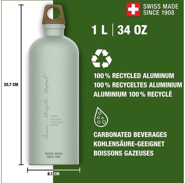 Sigg Traveller MyPlanet Repeat Plain - Vannflaske - Høyde 25.7 cm - 1 L