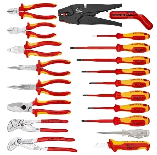 Knipex 2120, Svart, Metallisk, Rød, Gult, 400 mm, 200 mm, 190 mm, 7,45 kg, 20 verktøy