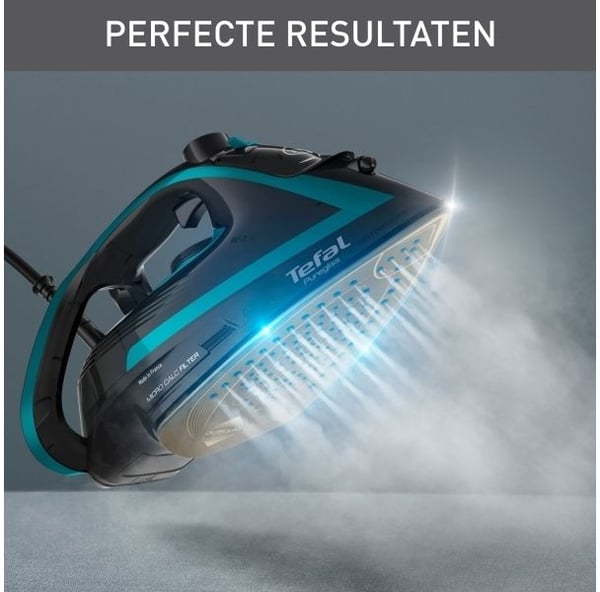 Tefal Puregliss FV8066E0, Kuiva- & höyrysilitysrauta, Durilium AirGlide Autoclean soleplate, 2 m, 280 g/min, Musta, Sininen, 50 g/min