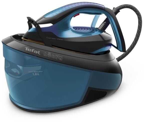 Tefal Express Vision SV8151 - Dampstrykejern - strykesål: Durilium AirGlide Autoclean - 2800 W - blå/svart