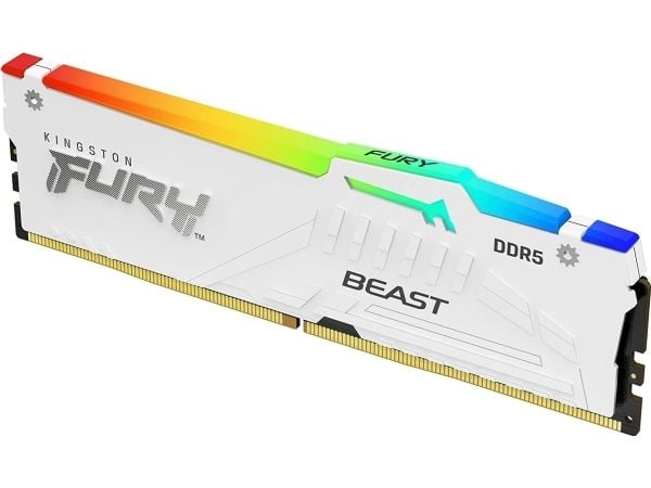 Kingston FURY Beast RGB - DDR5 - sett - 64 GB: 2 x 32 GB - DIMM 288-pin - 5200 MT/s / PC5-41600 - CL40 - 1.25 V - ikke-bufret - on-die ECC - hvit