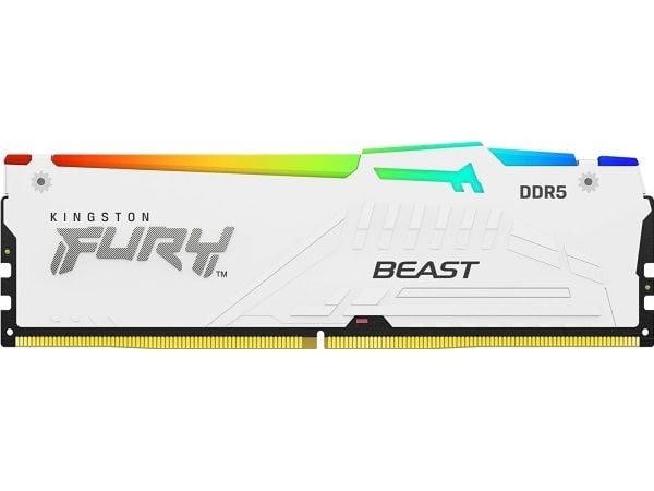 Kingston FURY Beast RGB - DDR5 - sett - 64 GB: 2 x 32 GB - DIMM 288-pin - 5200 MT/s / PC5-41600 - CL40 - 1.25 V - ikke-bufret - on-die ECC - hvit
