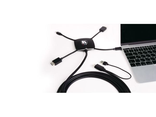 Kramer K-SPIDER - Videokort - HDMI, DisplayPort, Mini DisplayPort, USB-C hane till USB, HDMI hane - 3.05 m - stöd för 4K, aktiv