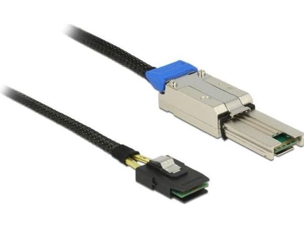 Delock - SAS intern kabel - SAS 6Gbit/s - Mini SAS (SFF-8087) (hann) rett til Mini SAS (SFF-8087) (hann) vinklet - 50 cm