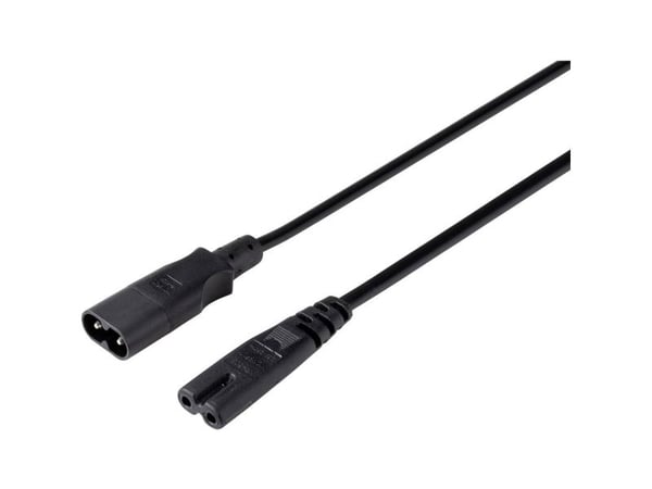 Conrad SY-5043436 Strom Verlängerungskabel Schwarz 2.00 m, 2 m, Sisätila, C8 liitin, Suora, 0,75 mm², musta