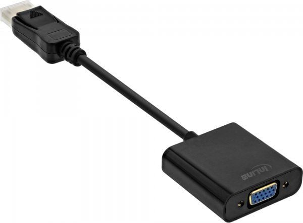 InLine 17197B, 0.15 m, VGA (D-Sub), DisplayPort, urosliitin, naarasliitin, kultainen
