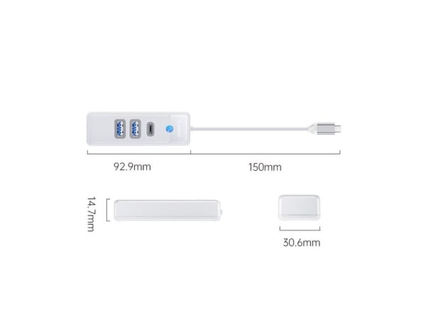 Orico USB-hub PWC2U-C3-015-WH-EP: 1x USB-C + 2x USB-A 3.0
