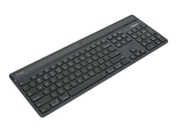 Targus EcoSmart, Täysikokoinen (100 %), Bluetooth, QWERTY, LED, Musta