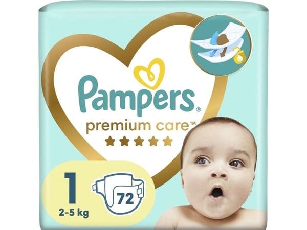 Pampers Premium Care bleier 1, 2-5 kg, 72 stk.