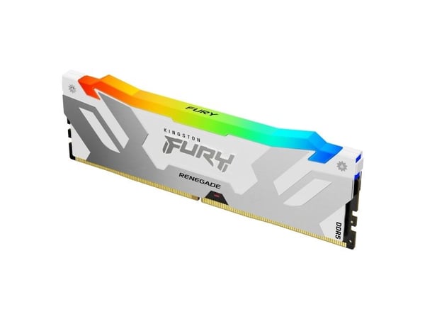 Kingston FURY Renegade RGB - DDR5 - modul - 16 GB - DIMM 288-pin - 6400 MT/s / PC5-51200 - CL32 - 1.4 V - ikke-bufret - on-die ECC - hvitt og sølv