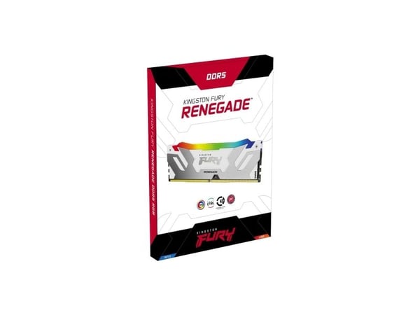 Kingston FURY Renegade RGB - DDR5 - modul - 16 GB - DIMM 288-pin - 6400 MT/s / PC5-51200 - CL32 - 1.4 V - ikke-bufret - on-die ECC - hvitt og sølv