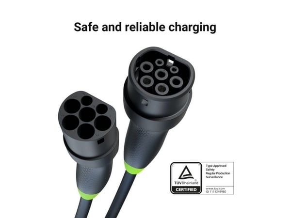 Green Cell EV-ladekabel type 2 plugg - 3-faset, 32A - Opptil 22 kW - 5 meter