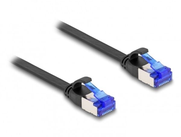 Delock - Koblingskabel - RJ-45 (hann) til RJ-45 (hann) - 50 cm - U/FTP - CAT 6a - uten hindringer, flat - svart