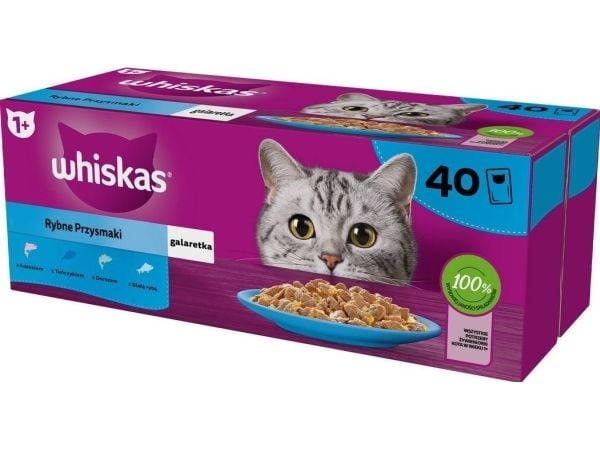 WHISKAS Fish Favourites in jelly - vådfoder til katte - 40x85 g