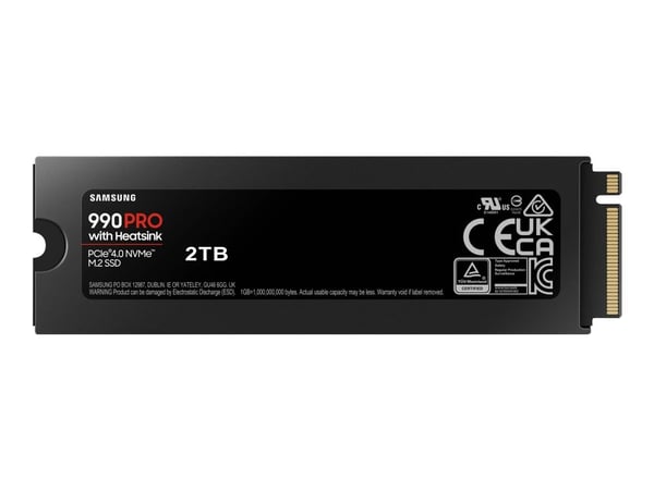 Samsung 990 PRO MZ-V9P2T0GW - SSD - kryptert - 2 TB - intern - M.2 2280 - PCIe 4.0 x4 (NVMe) - 256-bit AES - TCG Opal Encryption 2.0 - integrert kjøle