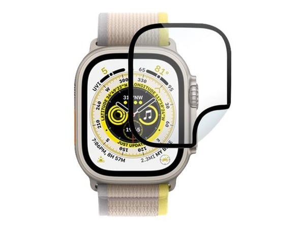 eSTUFF Titan Shield - Skjermbeskyttelse for smart armbåndsur - flexible, hybrid - glass - rammefarge svart - for Apple Watch Series 6, Series 7, Se...