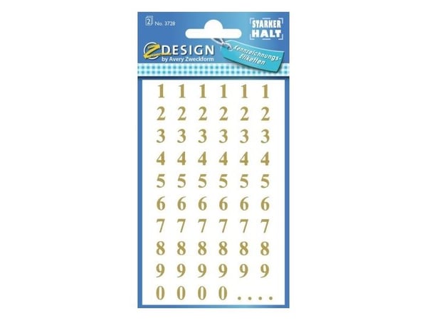 Z-Design 3728 Etiketter med tall, Lite format, 124 etiketter, gull Bruk Avery 3728 selvklebende tall til organisering, identifisering og merking - ...
