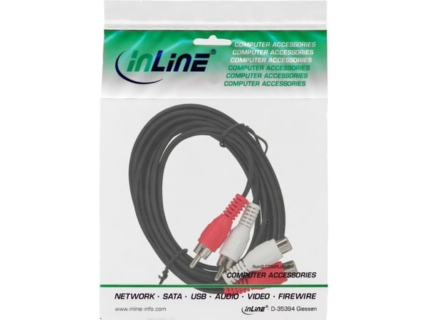InLine 89935, Hankjønn, 2 x RCA, Hunkjønn, 5 m, Sort