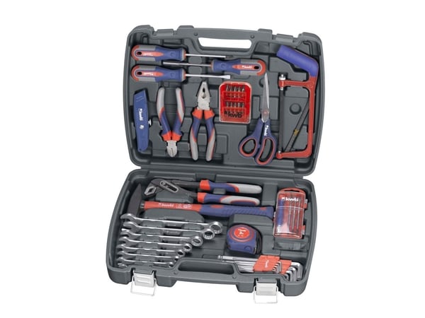 kwb Tool Case 65 PC, 8,10,11,12,13,15,17,19 mm, Vakio-kaapeli, Musta, 2 Avainta, 65 työkalua
