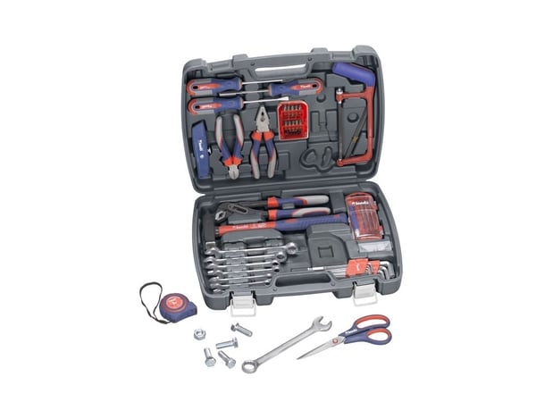 kwb Tool Case 65 PC, 8,10,11,12,13,15,17,19 mm, Vakio-kaapeli, Musta, 2 Avainta, 65 työkalua