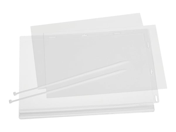 Vanntett informasjonslomme A4 med kabelstrips for montering - 5 stk./pakning