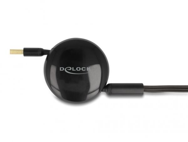 Delock USB sisäänvedettävä latauskaapeli 3 in 1 Type-A Micro USB / 2 x USB Type-C pikalataustoiminnolla musta