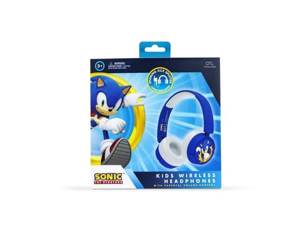 OTL Sonic the Hedgehog - Hörlurar med mikrofon - på örat - Bluetooth - trådlös - 3,5 mm kontakt - blå