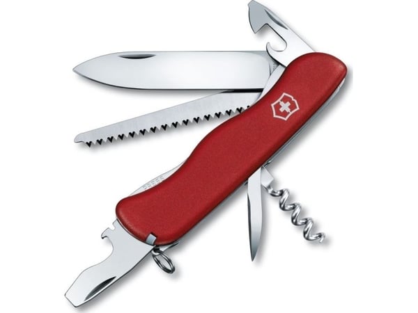 Victorinox Forester, Fällkniv med låsblad, Kniv med flera verktyg, Clip point, Polyamid, Röd, 12 verktyg