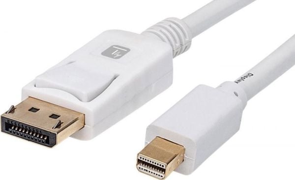 TECHly - DisplayPort-kabel - Mini DisplayPort (hann) til DisplayPort (hann) - 2 m - 4 Kx2K60 Hz-støtte - hvit