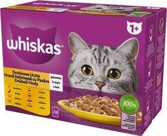 WHISKAS poset hyytelö siipikarja, ankka, kalkkuna, kana - märkäruoka kissoille - 12x85 g